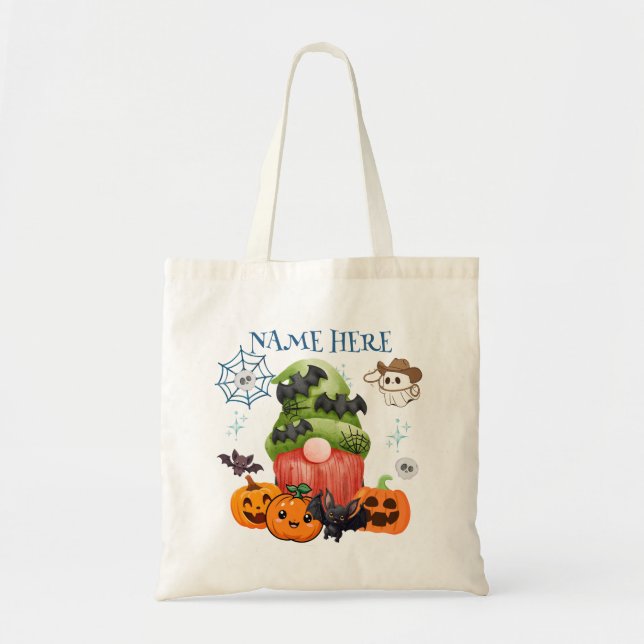 Bolsa Tote Halloween Gnome Bat Candy Tote Bag (Frente)