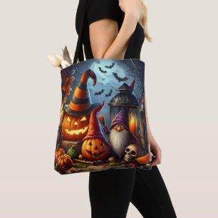 Bolsa Tote Halloween Gnome e Jack-O-Lanterns