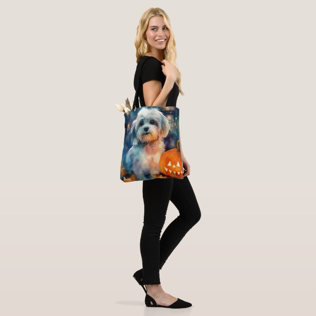 Bolsa Tote Halloween Havanese Com Pumpkins Assustado (No(a) Modelo)