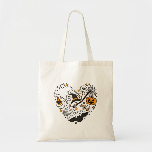 Bolsa Tote Halloween Heart | Fantasmas bonitos, Bombeiros e D (Frente)