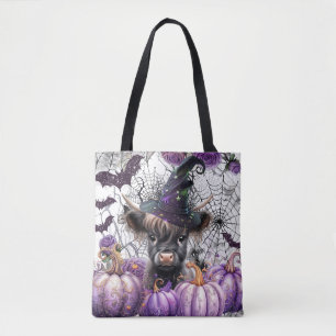 Bolsa Tote Halloween Highland Cow Witple Pumpkins