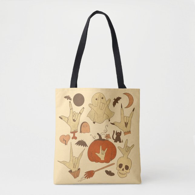 Bolsa Tote Halloween ILY - ASL Design (Frente)