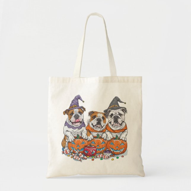 Bolsa Tote Halloween Inglês Bulls Pumpkin (Frente)