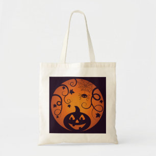 Bolsa Tote Halloween Jack ou lanterna abóbora face e aranha
