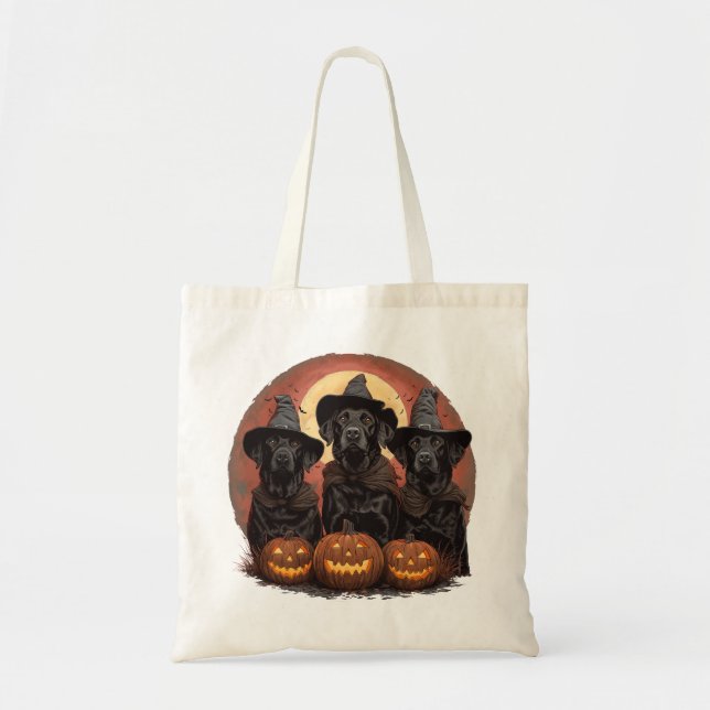 Bolsa Tote Halloween Labrador Retriever Cachorros Bruxos (Frente)