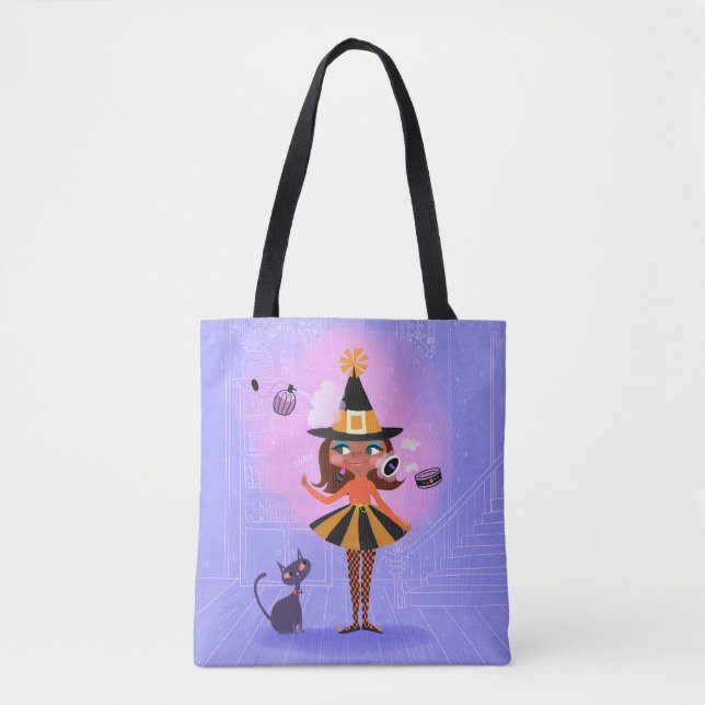 Bolsa Tote Halloween Magic Brown Hair Witch (Frente)