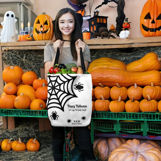 Bolsa Tote Halloween personalizado da teia (Criador carregado)