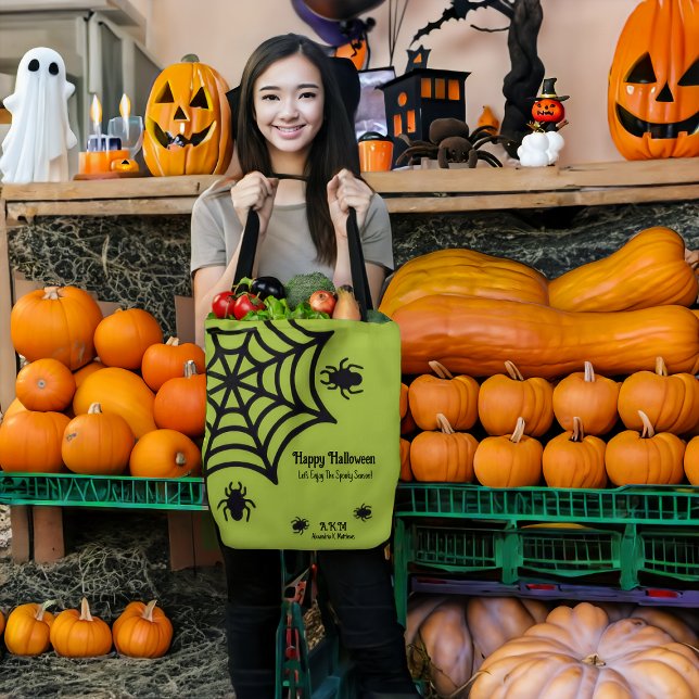 Bolsa Tote Halloween personalizado da teia (Criador carregado)