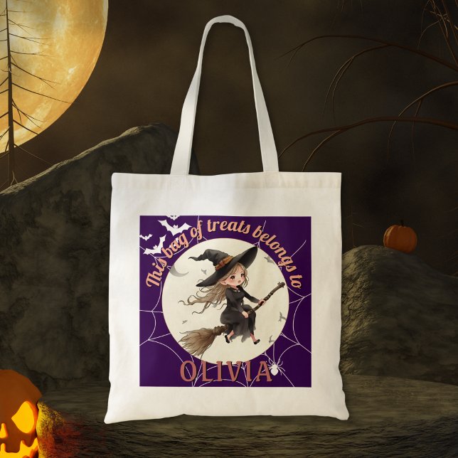 Bolsa Tote Halloween Personalizado De Bruxa Bonita (Criador carregado)