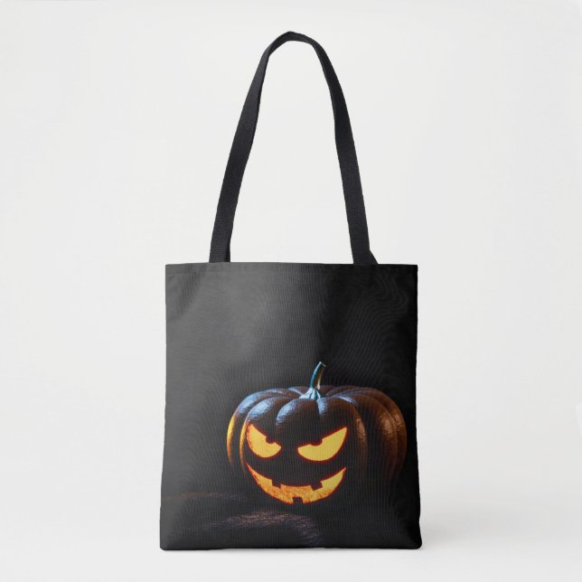 Bolsa Tote Halloween Pumpkin Jack-O-Lantern Spooky (Frente)