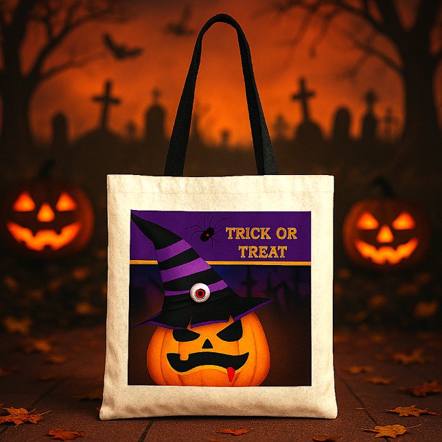 Bolsa Tote Halloween Pumpkin Kids Trick or Treat (Criador carregado)