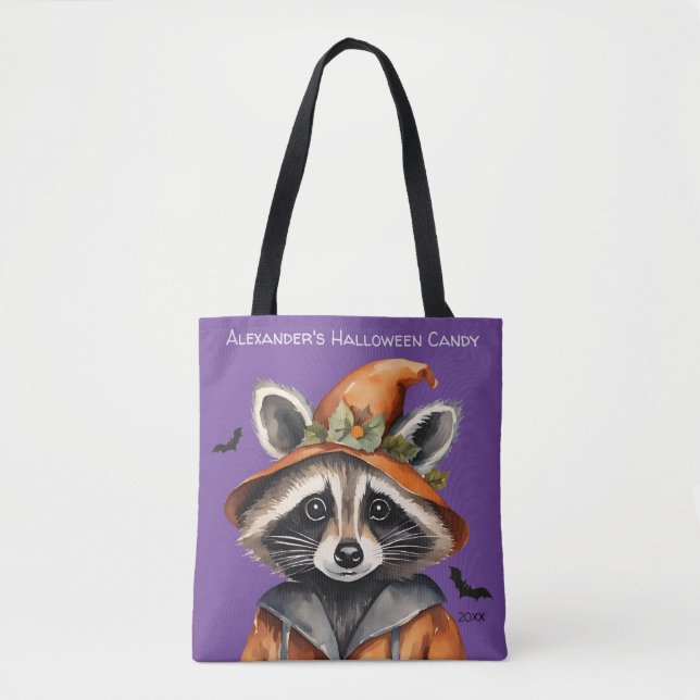 Bolsa Tote Halloween Raccoon Personalizado (Frente)