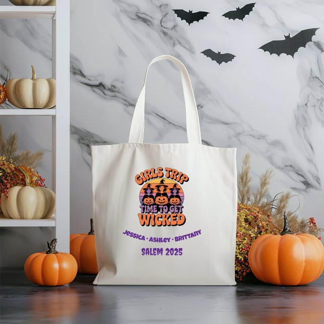 Bolsa Tote Halloween Retro Funny Girls Trip Witch (Criador carregado)