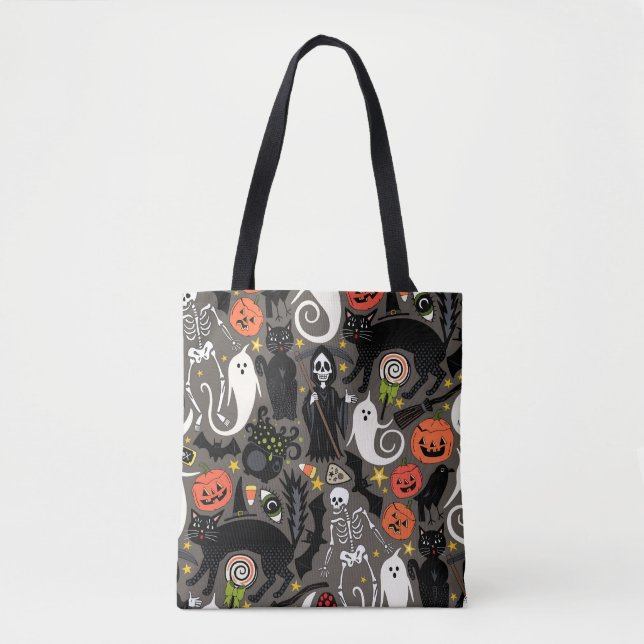 Bolsa Tote halloween retrô sem brilho (Frente)