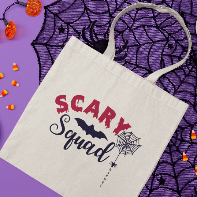 Bolsa Tote Halloween Scary Squad Nome Personalizado (Criador carregado)