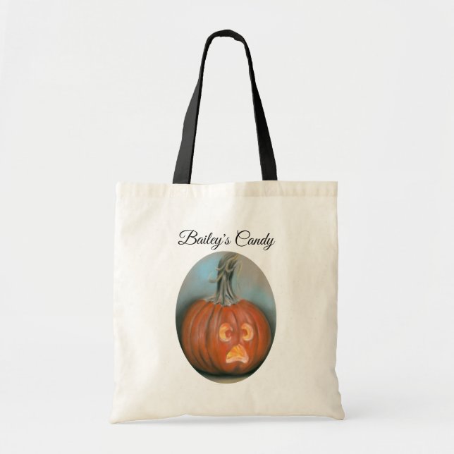 Bolsa Tote Halloween Screaming Jack O Lantern Pumpkin Pastel (Frente)