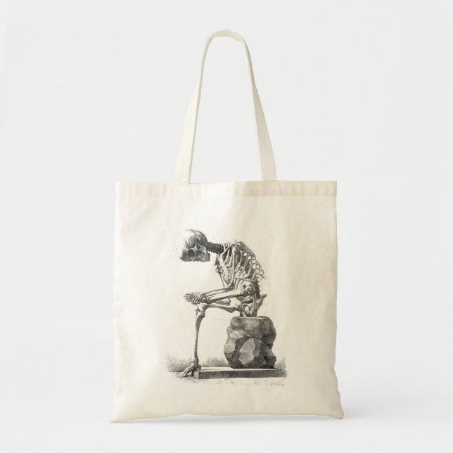 Bolsa Tote Halloween Skeleton Sitting Anatomia (Frente)