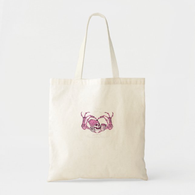 Bolsa Tote Halloween Skull Heart Hands Skeleton Beanie Design (Frente)