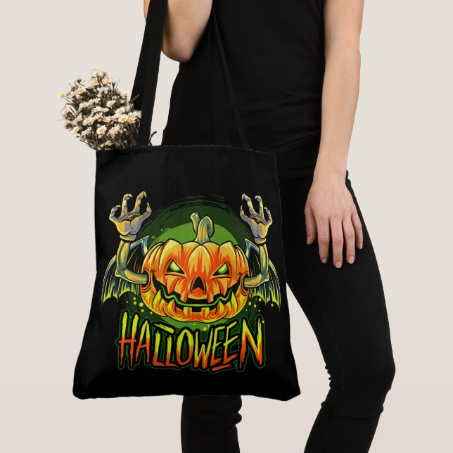 Bolsa Tote Halloween Spooky Pumpkin (Close Up)