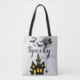 Bolsa Tote Halloween Spooky Spider morcego bruxa assombrada