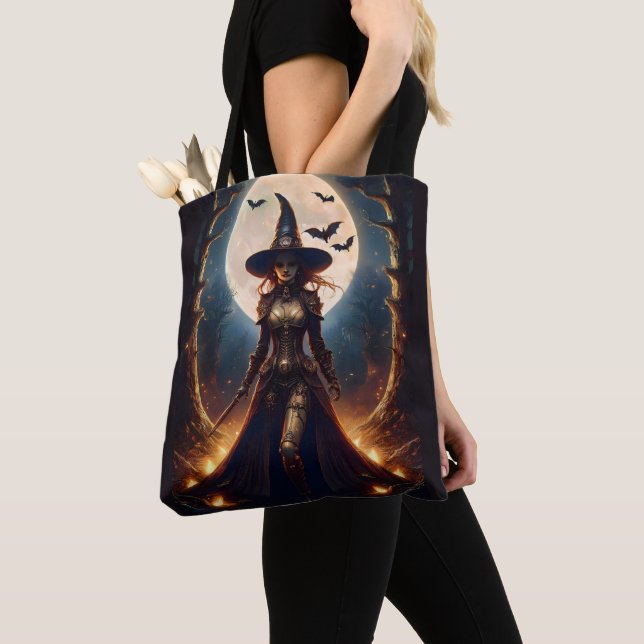 Bolsa Tote Halloween Steampunk Forest Witch (Close Up)