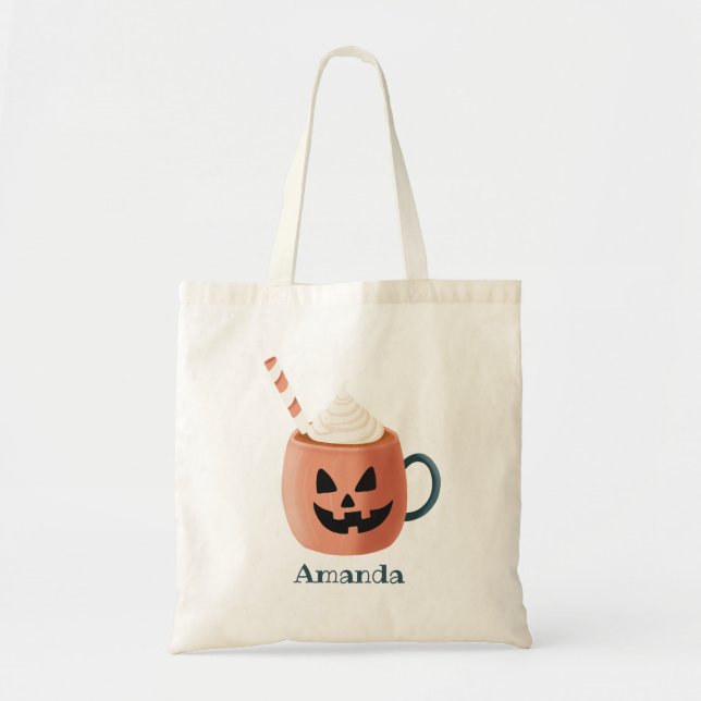 Bolsa Tote Halloween Tasche – Trick or Treat- Kürbis- Tasse (Frente)