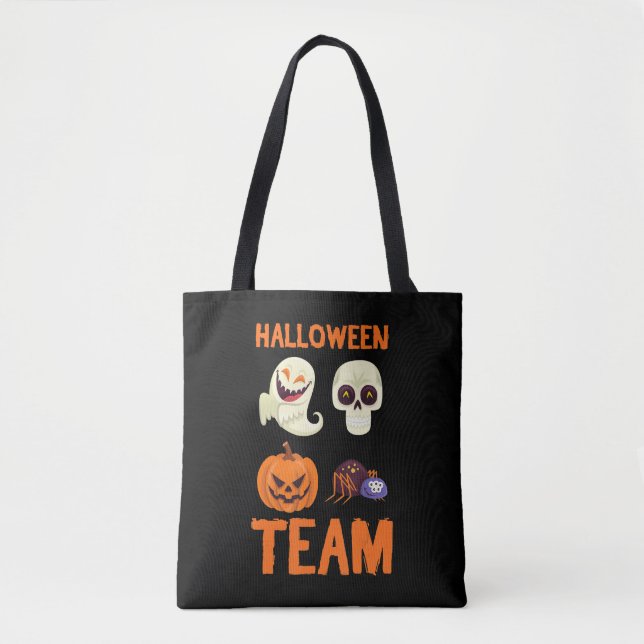 Bolsa Tote Halloween Team Skeleton Pumpkin Ghost Spider Spook (Frente)