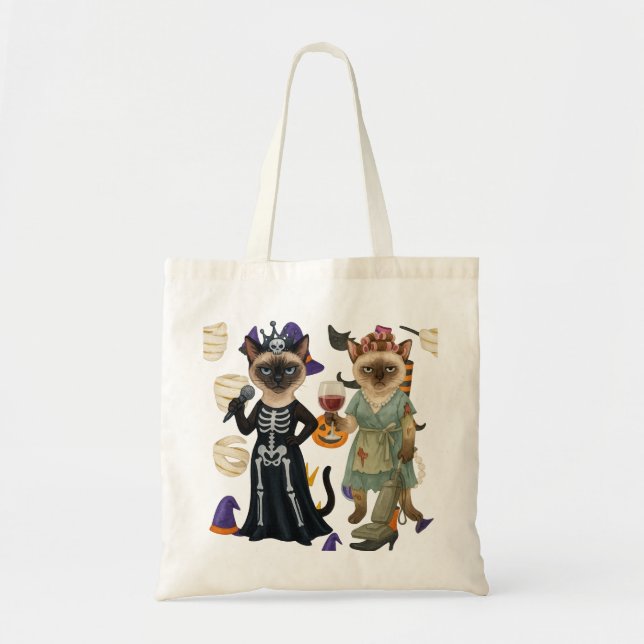 Bolsa Tote Halloween themed for Siamese Cat Lovers  (Frente)