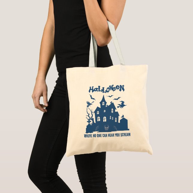Bolsa Tote Halloween Tote Bag - Casa Assombrada (Frente (produto))