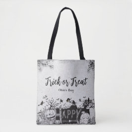 Bolsa Tote Halloween "Trick or Tratat" com o nome
