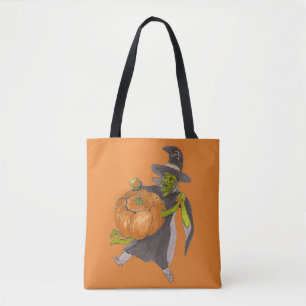 Bolsa Tote Halloween Witch and Pumpkin Dance Engraçado