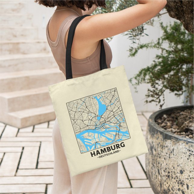 Bolsa Tote Hamburg, Germany City Map Tote Bag (Criador carregado)