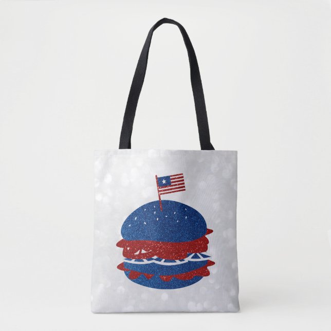 Bolsa Tote Hamburger 4 de Julho Brilhante (Frente)