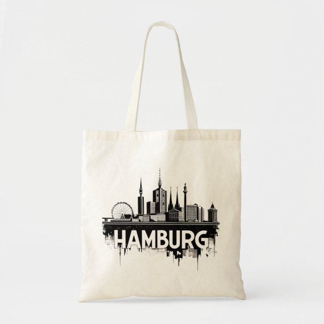 Bolsa Tote Hamburgo Alemanha Skyline-Cityscape Urban Refletio (Frente)