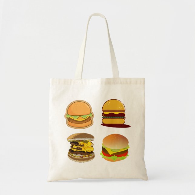 Bolsa Tote hambúrguer, cheeseburger, comida (Frente)