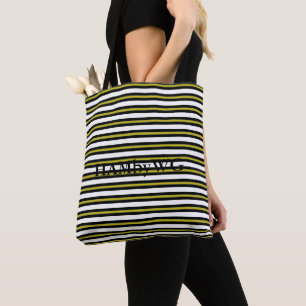 Bolsa Tote HAMbWG - Sacola - Listras Preto/Branco/Amarelo