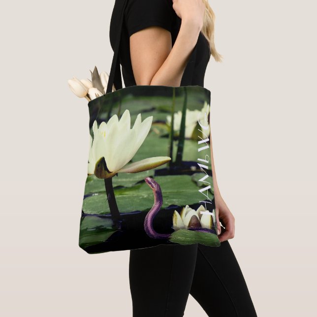 Bolsa Tote HAMbWG - Sacolas - Lótus com Cobra (Close Up)