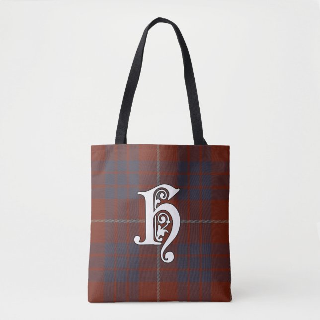 Bolsa Tote Hamilton Clan Tartan Monograma (Frente)