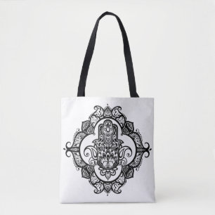 Bolsa Tote Hamsa com Doodle étnico 2 dos ornamento