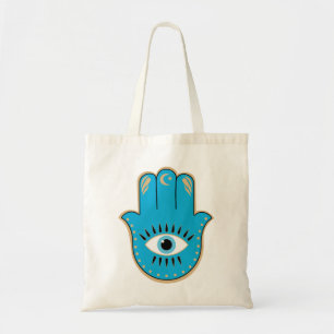 Bolsa Tote Hamsa Mão Grego Mau Olho Azul