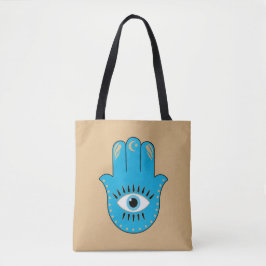 Bolsa Tote Hamsa Mão Grego Mau Olho Azul