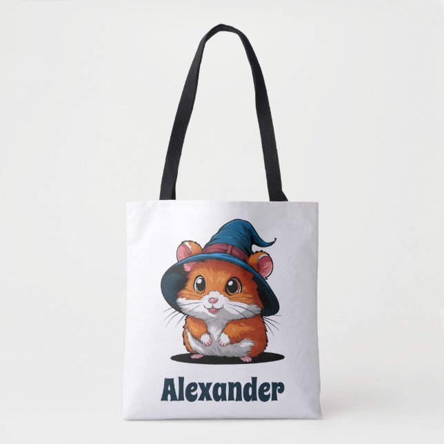 Bolsa Tote Hamster Bonito no Halloween Personalizado do Chapé (Frente)