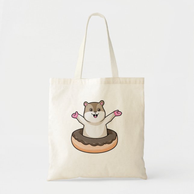 Bolsa Tote Hamster com Rosquinha de Chocolate (Frente)