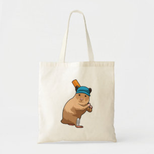 Bolsa Tote Hamster no Cricket com morcego de críquete
