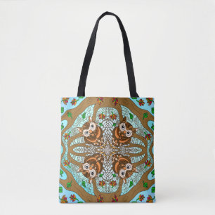 Bolsa Tote Hand Drawn Owl Mandala Trabalho de arte
