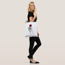 Bolsa Tote Hand Holding Rose Minimal Art – Elegant Floral Des