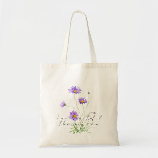Bolsa Tote hand painted purple daisy tote bag