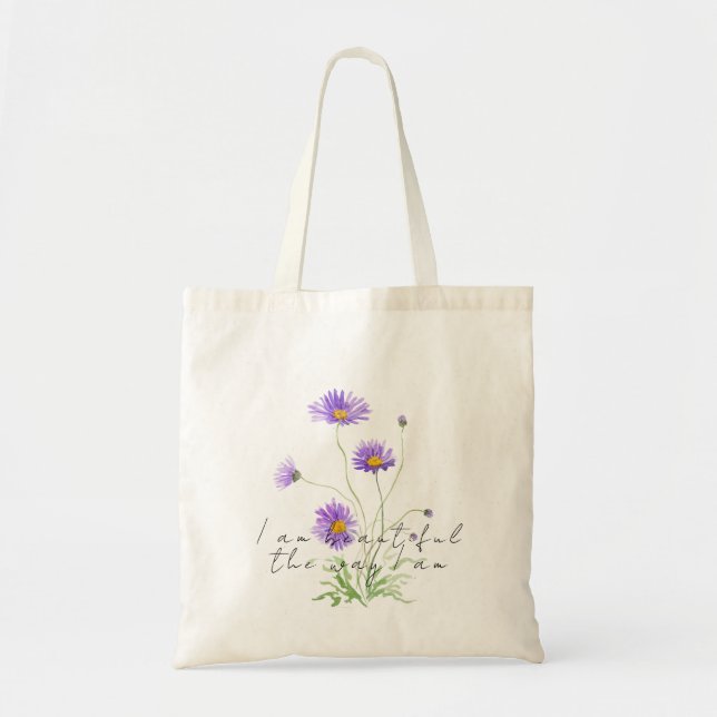Bolsa Tote hand painted purple daisy tote bag (Frente)