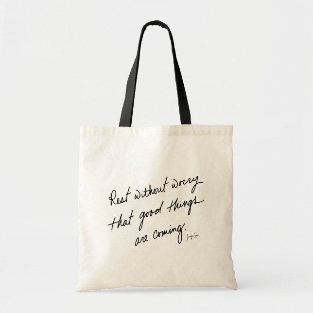 Bolsa Tote Hand-Scripted Good Things Are Coming Inspirational (Frente)