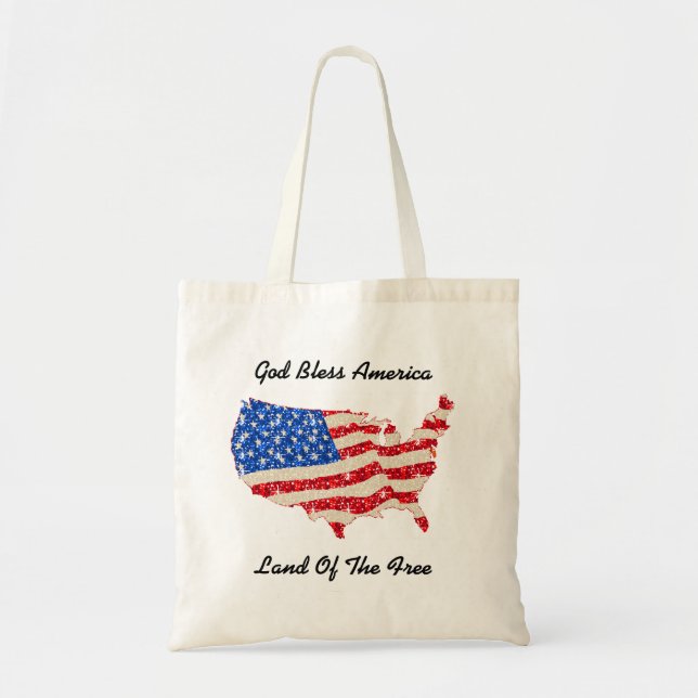 Bolsa Tote Handbag USA Flag Deus abençoe America (Frente)